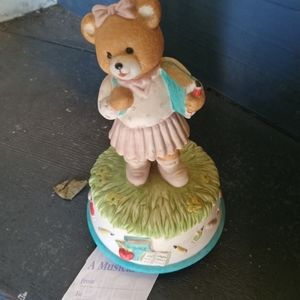 Vintage San Francisco Music Box Co. Teddy Bear girl going to School